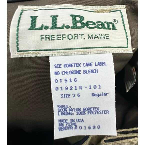 VTG 70s LL Bean Gore-Tex Mens Size 35x34 Nylon Pants Khaki Made In USA - Picture 4 of 6